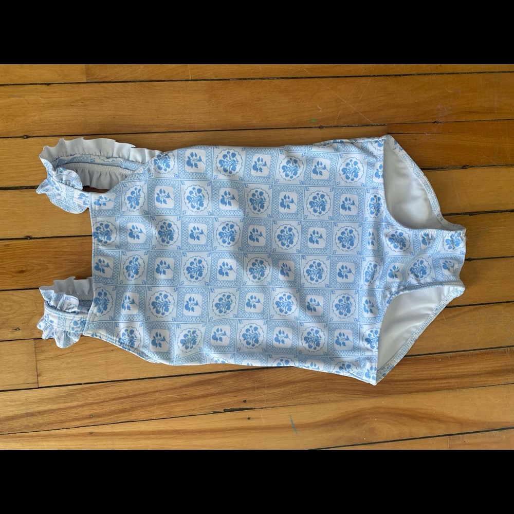 5/6T Minnow Swim one piece Mosiac Floral Ruffle Strap